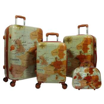 World Traveler Europe 4-Piece Expandable Spinner Luggage Set with TSA Lock