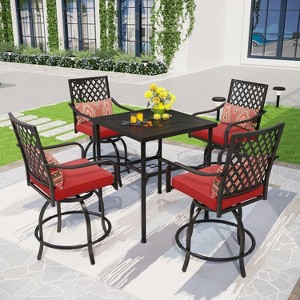 Captiva Designs 5pc Outdoor Patio Dining Steel Bar Table & High Bar Swivel Stools - 1 of 4