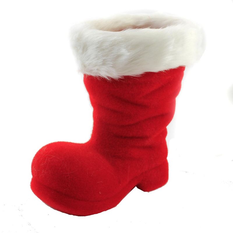 10.0 Inch Flocked Red Boot Santa Shoe Figurines, 1 of 4