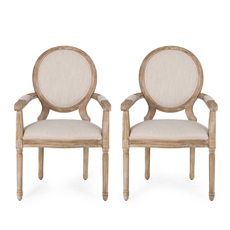 Set of 2 Judith French Country Wood Upholstered Dining Chairs - Christopher Knight Home, 1 of 13