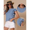 INSPIRE CHIC Women's Ruffle Short Sleeve Round Neck Solid Casual Blouse - 2 of 4