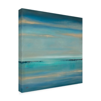 Rio Blue and Teal Landscape Outdoor Canvas Print with Wood Frame