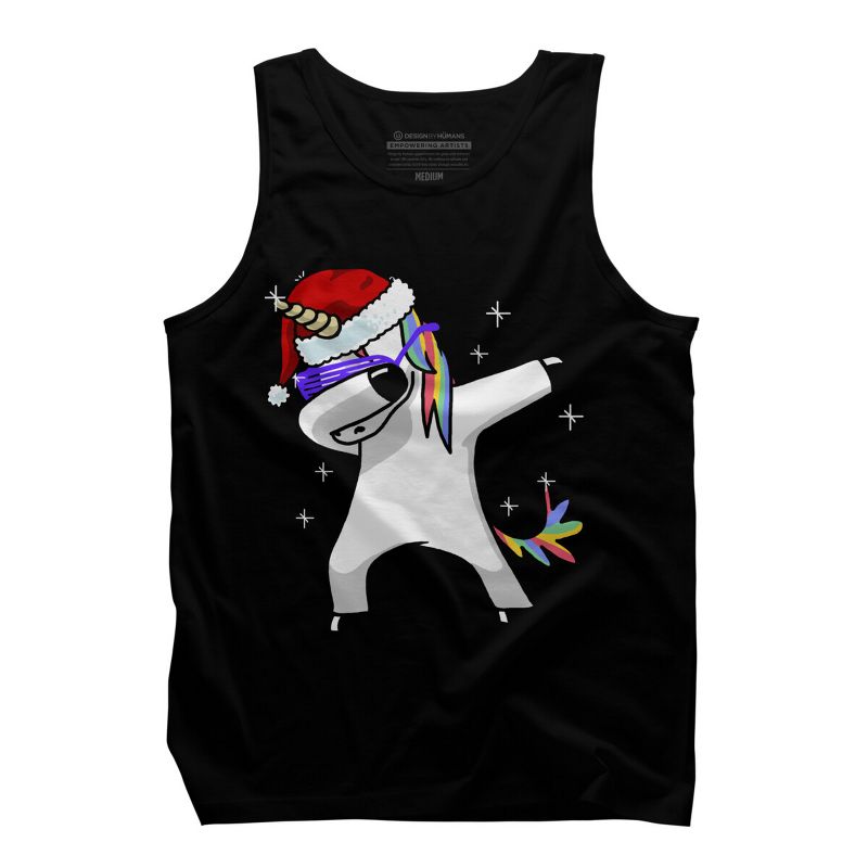 Men's Design By Humans Dabbing Unicorn Shirt Hip Hop Dab Santa Hat Christmas Shirt V By vomaria Tank Top, 1 of 5
