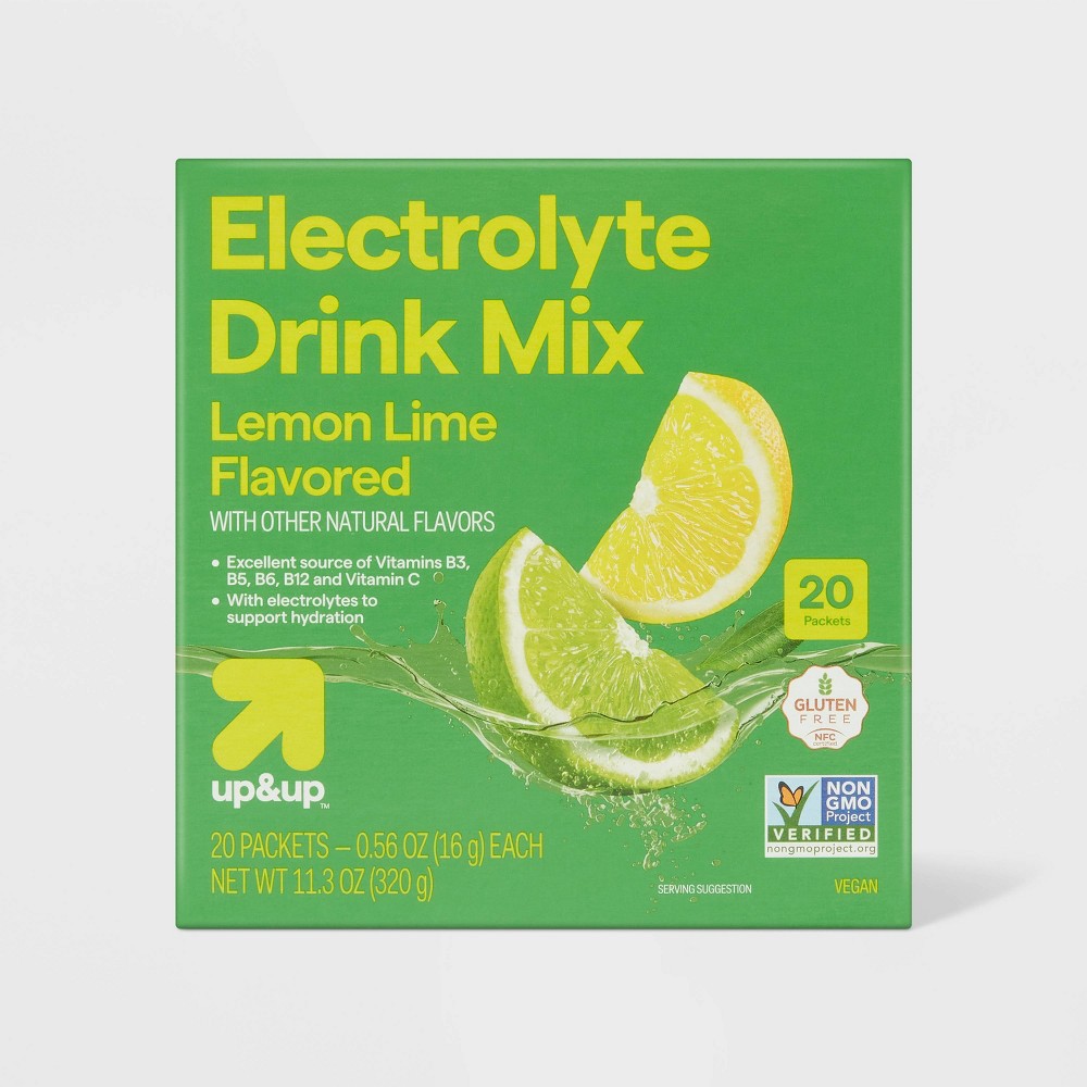 Hydration with Electrolytes Drink Mix - Lemon Lime - 11.3oz/20ct - up&up