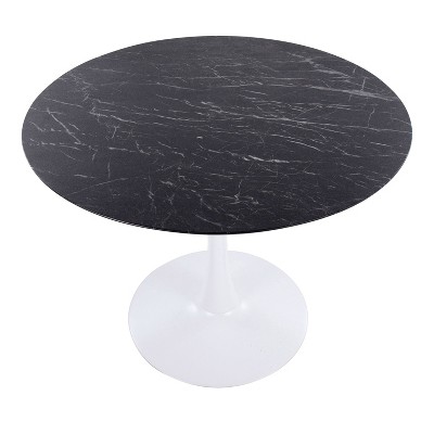 Contemporary 40" Round Wood & Marble Dining Table