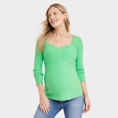 Corsetry Rib Maternity Top - Isabel Maternity By Ingrid & Isabel™ Green Xs  : Target