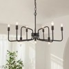 PAKOKULA 9-Light Black Linear Hanging Island Rustic Candlestick Chandelier - 3 of 4