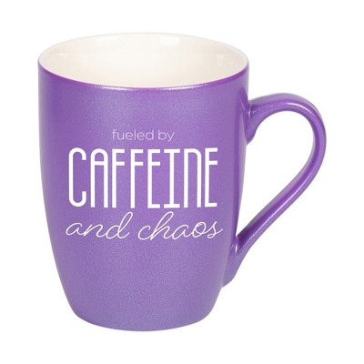 Elanze Designs Fueled By Caffeine And Chaos Passion Purple 10 ounce New Bone China Coffee Cup Mug