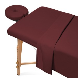 Saloniture 3-Piece Flannel Massage Table Sheet Set - Soft Cotton Flat and Fitted Sheets with Face Cradle Cover - 1 of 4