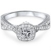 Pompeii3 3/4ct Princess Cut Vintage Diamond Engagement Ring 14K White Gold - 4 of 4