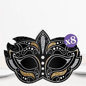 Big Dot of Happiness 3D Masquerade Centerpiece Table Decorations, Freestanding Venetian Mask Decor, Prom or Birthday Party Centerpieces - 8 Count - 1 of 4