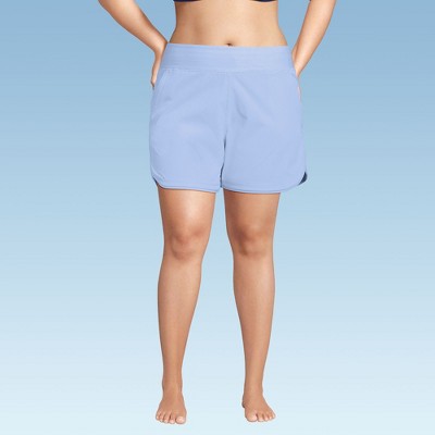 Lands' End Women's 5" Quick Dry Elastic Waist Board Shorts Swim Cover-up Shorts with Panty