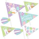 Big Dot of Happiness Spring Easter Bunny - Triangle Happy Easter Party Photo Props - Pennant Flag Centerpieces - Set of 20