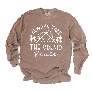 Simply Sage Market Women's Take The Scenic Route Horizon Long Sleeve Garment Dyed Tee - 1 of 3