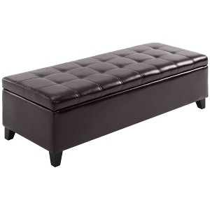 HOMCOM Large 51" Tufted Faux Leather Ottoman Storage Bench for Living Room, Entryway, or Bedroom - 1 of 4