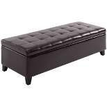 HOMCOM Large 51" Tufted Faux Leather Ottoman Storage Bench for Living Room, Entryway, or Bedroom