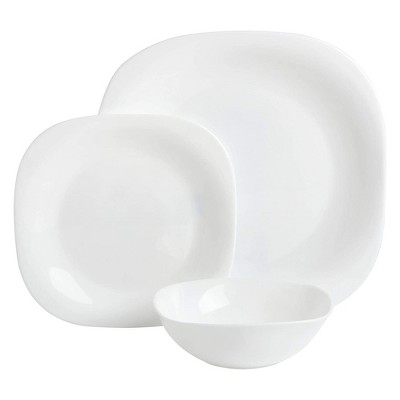 White Square Glass Dinnerware Set, Service for 6