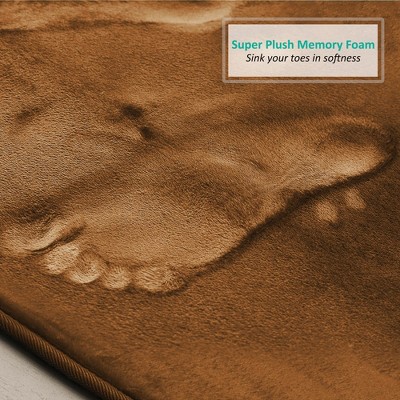 Chocolate Brown Velvet Memory Foam Bath Rug with PVC Backing