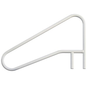 Saftron 54" x 32" Cross Braced 3 Bend Slope In-Water Aluminum Outdoor Swimming Pool Return to Deck Entry/Exit Handrail with Polymer Coating, White - 1 of 4