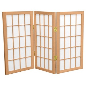 2 ft. Tall 3 Panels Desktop Window Pane Shoji Screen Natural - Oriental Furniture - 1 of 1