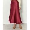 Women's 2025 Satin Midi Skirt - Elegant High Waist A-Line for Cocktail & Wedding Events Bean Paste Pink - 4 of 4