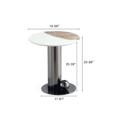 Modern Black and White Sintered Stone Round Accent Table