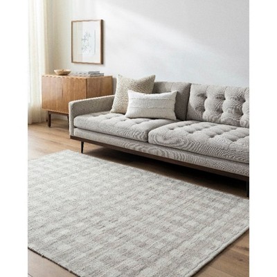Handmade Rectangular Light Gray Wool Area Rug 3'6" x 5'6"