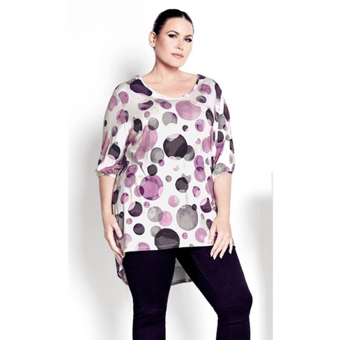 Avenue Women's Plus Size Leila Foil Print Top - 20, Purple Floating ...