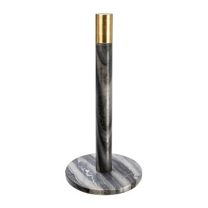 Storied Home Modern Marble Paper Towel Holder with Brass Detail, Grey - 1 of 4