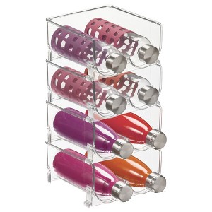 mDesign Plastic Free-Standing Stackable 3 Bottle Storage Rack, 8 Pack, Clear - 1 of 4