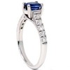 Pompeii3 7/8ct Blue Sapphire Accent Diamond Ring 14K White Gold - 3 of 4
