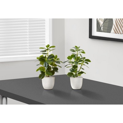 NicBex Artificial Plant Set Of 2, Fake Plants in White Pots, Tabletop Faux Plants Indoor for Living Room/Office/Windowsill Decor