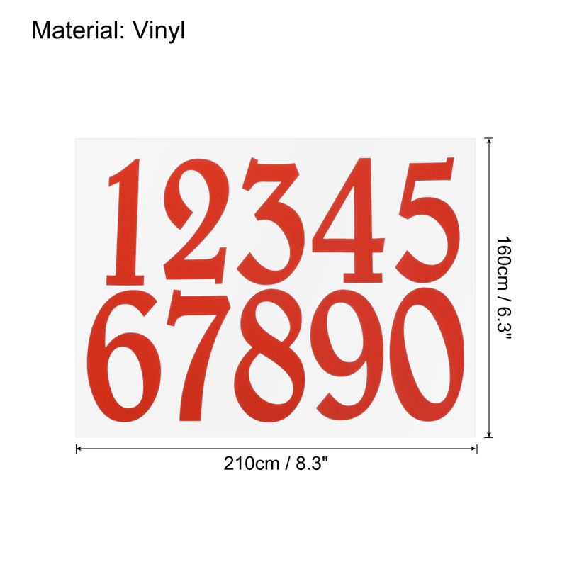 Unique Bargains Reflective Mailbox Numbers 0 - 9 Adhesive Door Sticker Red 5 Set, 2 of 5