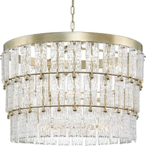 Progress Lighting Chevall 9-Light Chandelier, Gilded Silver, Artisanal Glass, Modern Organic, Luxe, Transitional. - 1 of 3
