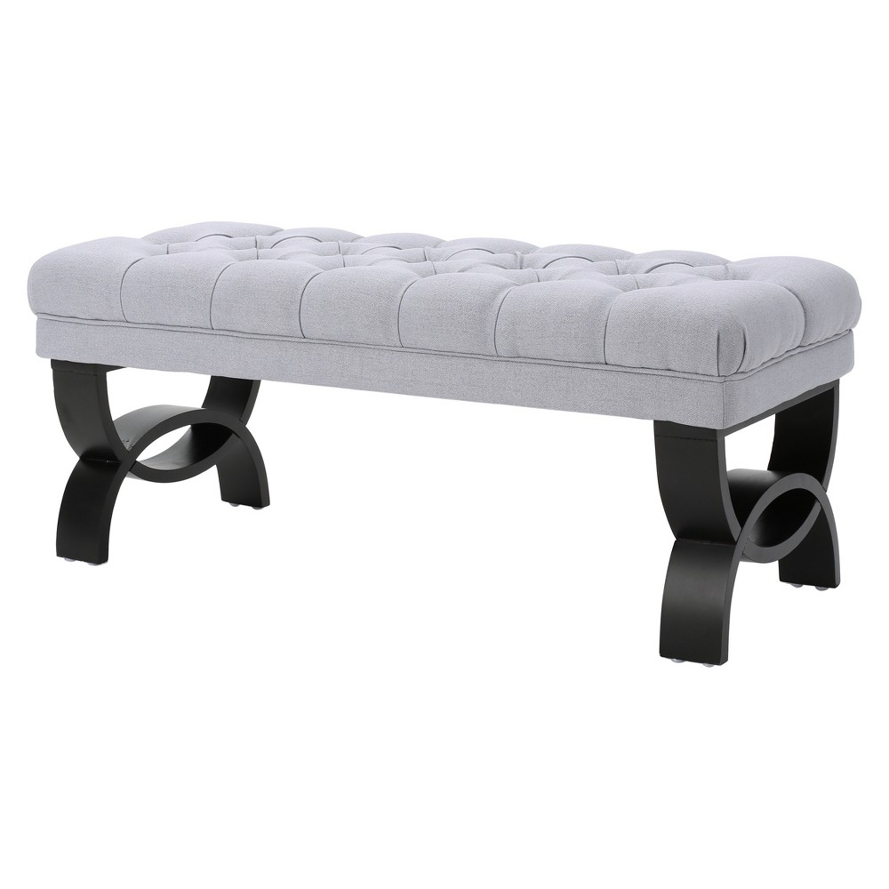 Photos - Pouffe / Bench Christopher Knight Home Scarlette Ottoman Bench - Light Gray: Upholstered, Polyester, Hardwood Frame