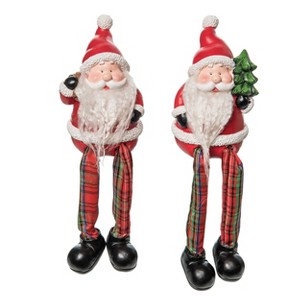 Transpac Christmas Resin Santa w/Fuzzy Beard Figurine Set of 2 Christmas Home Decorations - 1 of 1