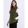 Allegra K Women's Fleece Contrast Color Button Down Sleeveless Fuzzy Jacket Vest with Pockets - 2 of 4