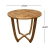 Coolbibila 27'' Patio Rustic Round Wood Coffee Table,Wood Slat Design Living Room End Table,Outdoor Bistro Dining Table for Garden, Backyard - 4 of 4