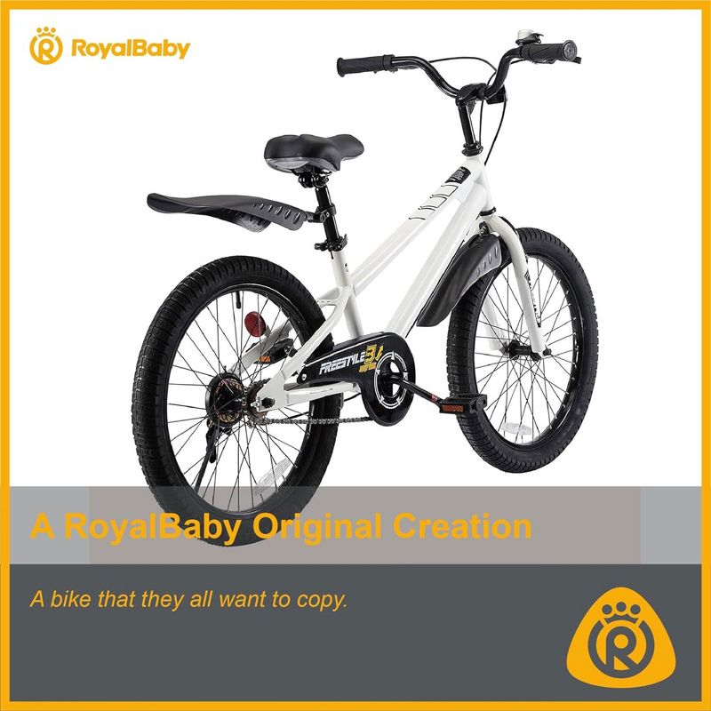 RoyalBaby Freestyle Children Kids Bicycle w/Handbrake, Coasterbrake, Training Wheels, and Water Bottle, for Boys and Girls Ages 3 to 4, 3 of 7