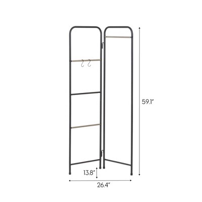 Black Metal Foldable Garment Rack with Hooks
