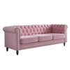 84.65" Chesterfield Velvet Sofa with Gold Trim & HD Foam - 2 of 4