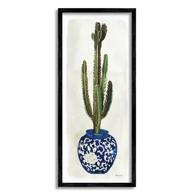 Stupell Industries Cactus in Blue Ornate Vase Succulent Still Life