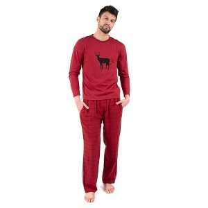 Leveret Mens Cotton Top Flannel Pant Christmas Pajamas - 1 of 3