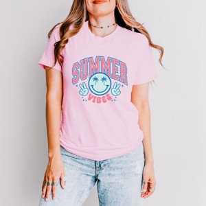 Simply Sage Market Summer Vibes Peace Happy Face Short Sleeve Tee - 1 of 4