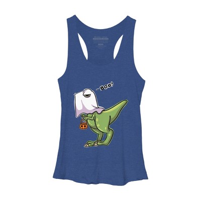 Women's Design By Humans Halloween Ghost Dinosaur By whynot007 Racerback Tank Top