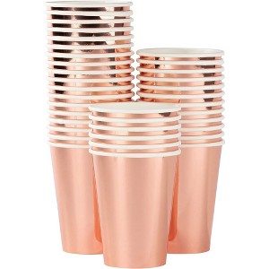 Juvale 36 Pack Rose Gold Paper Cups Disposable for Wedding, Baby Shower, Engagement Party, 12 oz - 1 of 4
