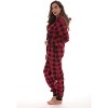 #followme Women's One Piece Buffalo Plaid Adult Bodysuit Fleece Hoody Pajamas - 3 of 4