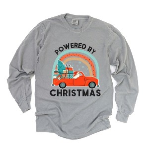 Simply Sage Market Women's Powered By Christmas Long Sleeve Garment Dyed Tee - 1 of 3