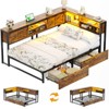 Aheaplus Rebersible Daybed with Bookcase and Drawer, Corner Bed Frame with Sliding Door, Brown - 4 of 4