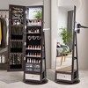Tangkula 360° Swivel Jewelry Cabinet w/ Mirror Jewelry Storage Organizer Built-in Lights Dark Brown - 4 of 4